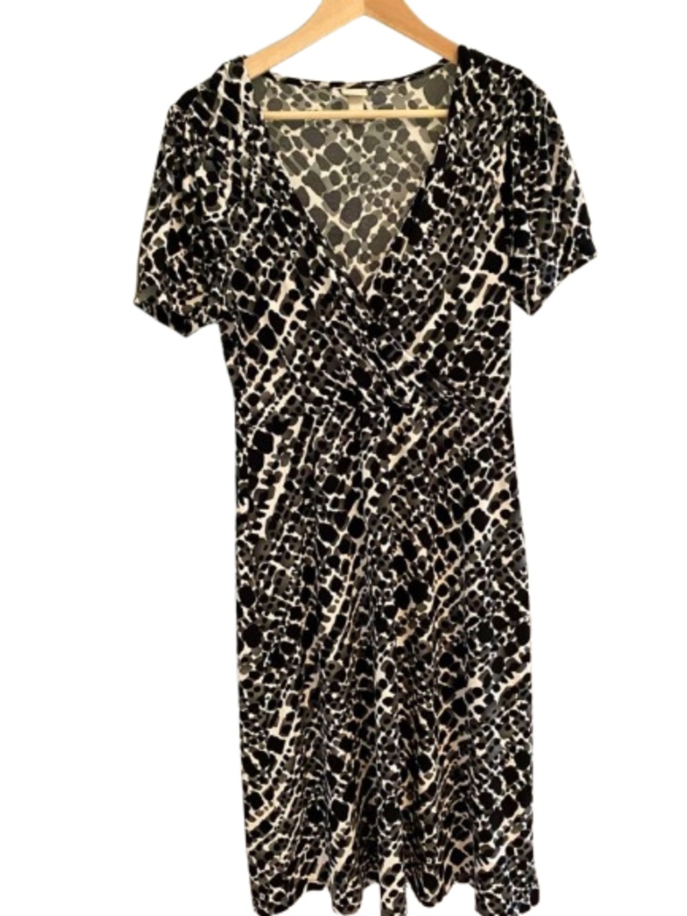 Merona Black and White Printed Wrap-Style Midi Dress
